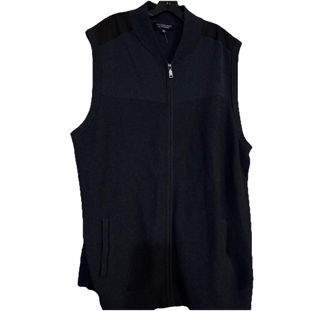 Roundtree & Yorke Men's Sweater Vest  3XT (Tall Man) Charcoal Gray Full Zippered